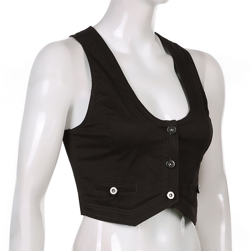 Cincine - Button-Up Cropped Vest | YesStyle
