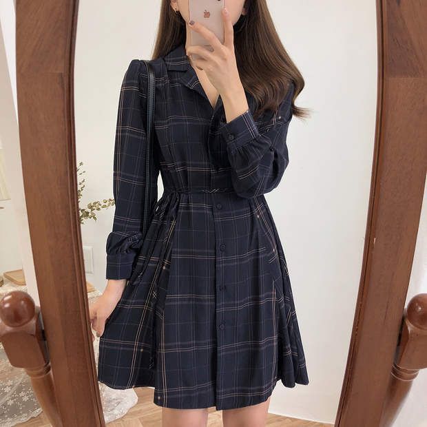 long sleeve tartan dress