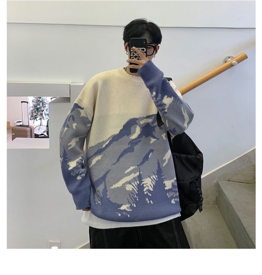 emeisa - Mountain Print Sweater | YesStyle