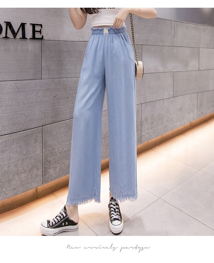 elastic waist cropped wide leg pants