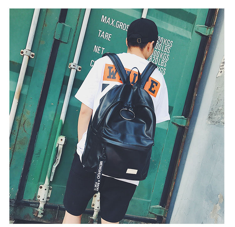 Golden Kelly Faux Leather Backpack YesStyle