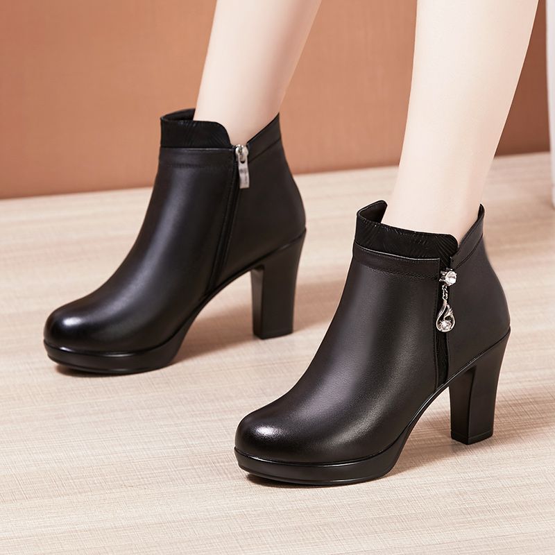 platform block heel ankle boots