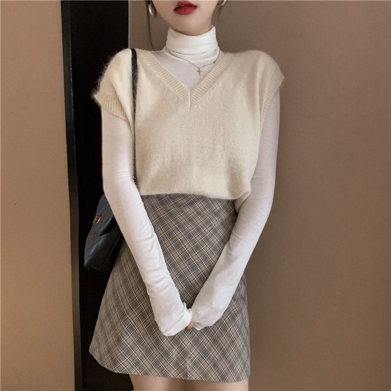 knitted vest high neck