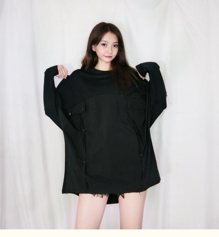 Long-Sleeve Buttoned Loose-Fit Top Long-Sleeve Buttoned Loose-Fit Top