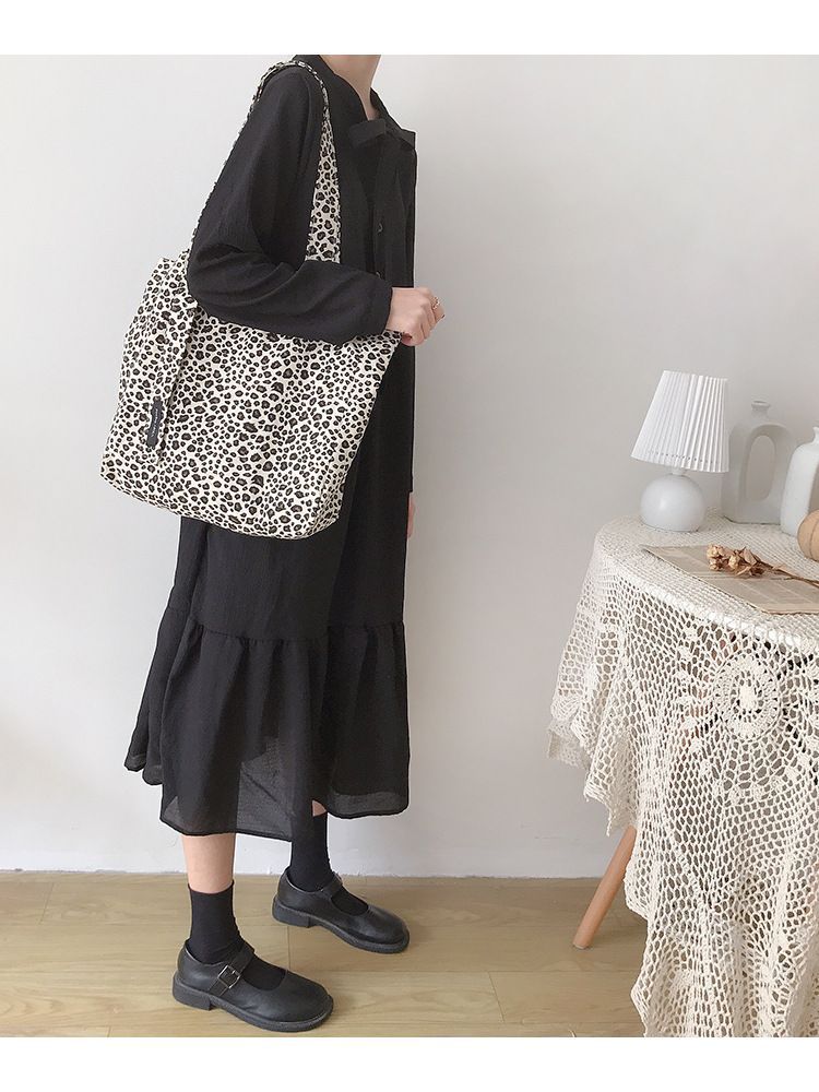 leopard print canvas bag