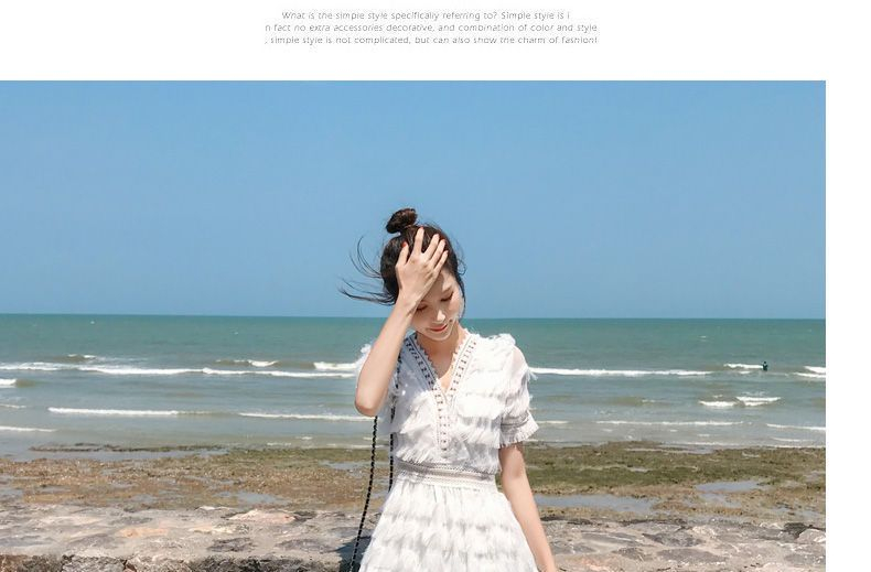 NIAT ShortSleeve Perforated Trim Fringed ALine Midi