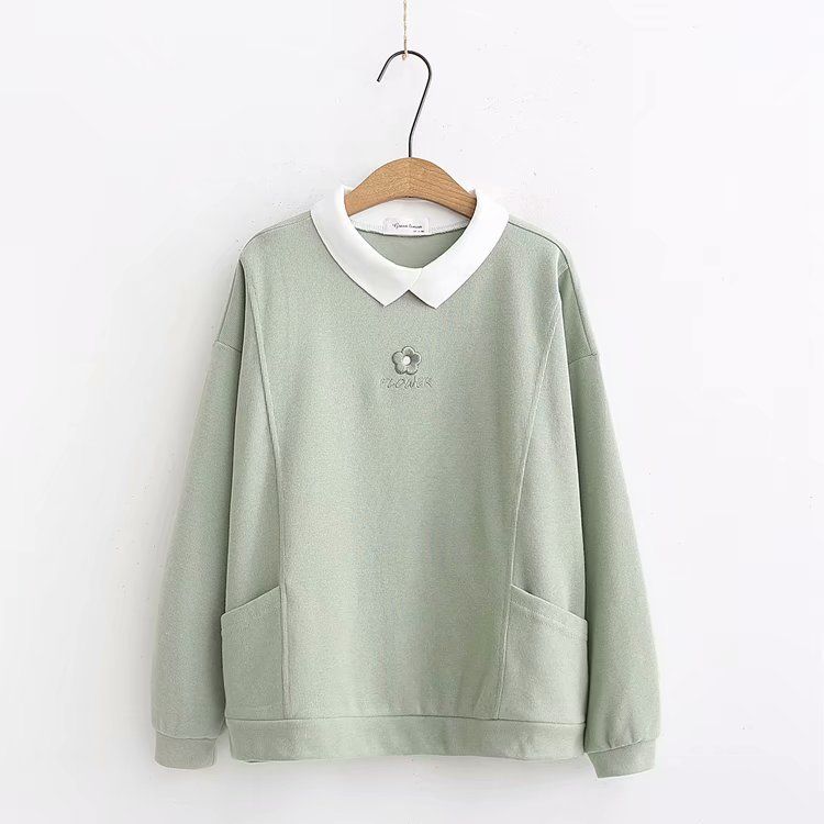 embroidered sweatshirts with collar