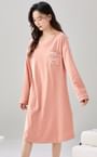 Long-Sleeve Crew Neck Floral Print Padded Midi Pajama Dress