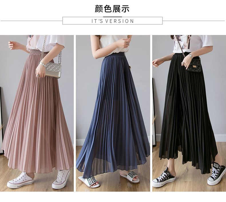 Sitron Accordion Pleat Chiffon WideLeg Pants YesStyle