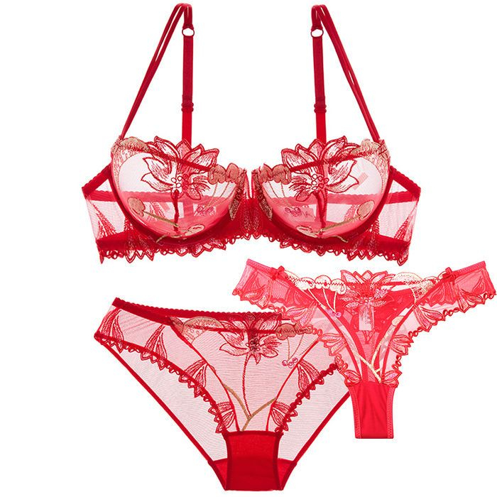 34A75A panty M High waisted lingerie See through lingerie Red lingerie set