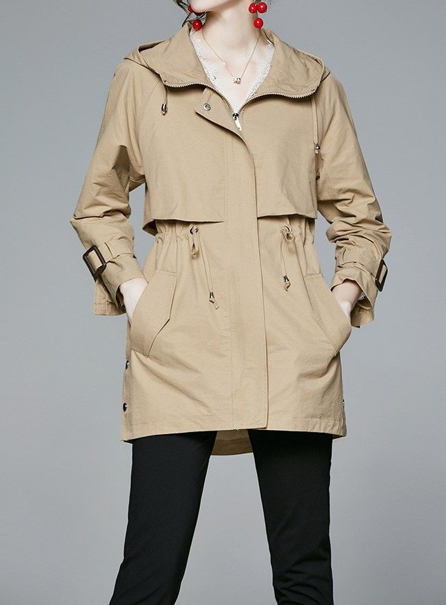 hooded cargo drawstring anorak jacket