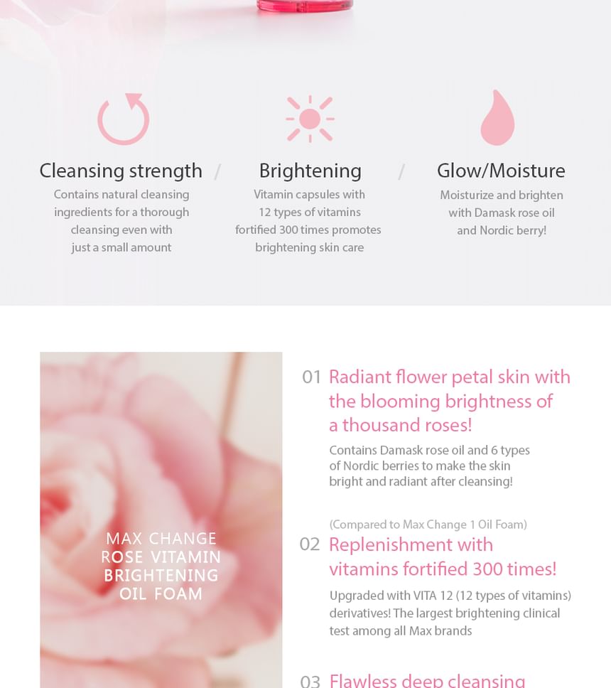 MAXCLINIC ROSE VITAMIN Doppelreinigungsschaum 110g – Make-up-Entferner Mit Rosenöl & Vitaminen