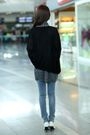 PLUS WASHED EXPOSED SEAM V NECK BOXY KNIT TOP