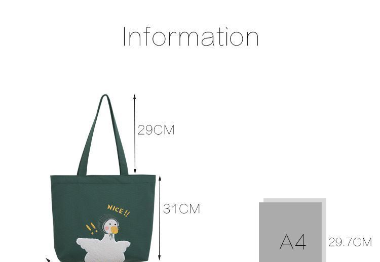 TangTangBags Duck Embroidered Canvas Tote Bag | YesStyle