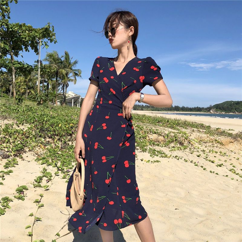 cherry wrap dress