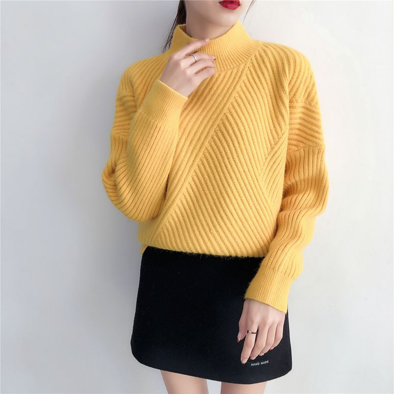 FR - Mock Neck Ribbed Sweater | YesStyle