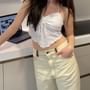 Halter Plain Drawstring Crop Top