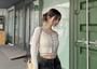 High Waist Washed Denim Mini A-Line Skirt