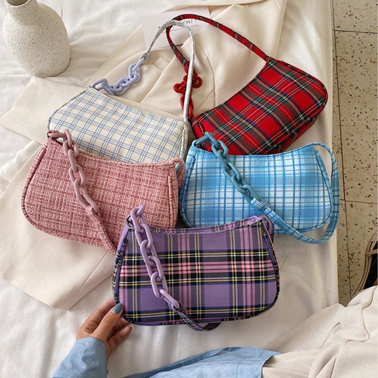 plaid shoulder bags