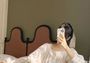 Puff-Sleeve Square Neck Plain Lace Trim Pajama Dress