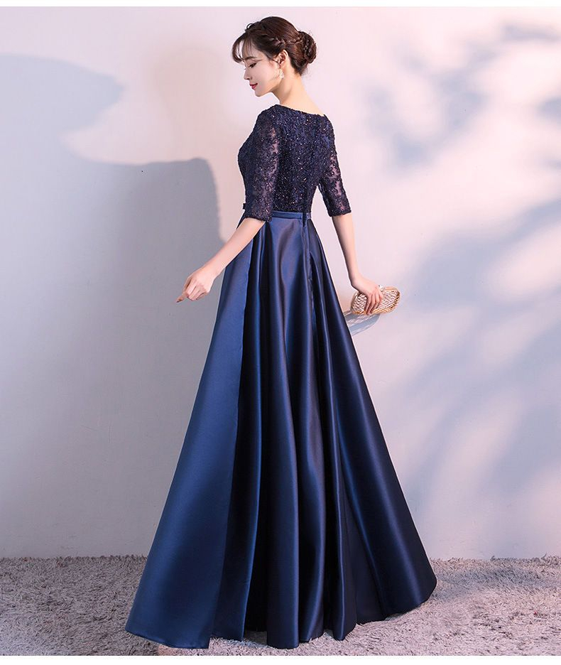 Wonhi Bow Detail Elbow-Sleeve A-Line Cocktail Dress / Evening Gown ...