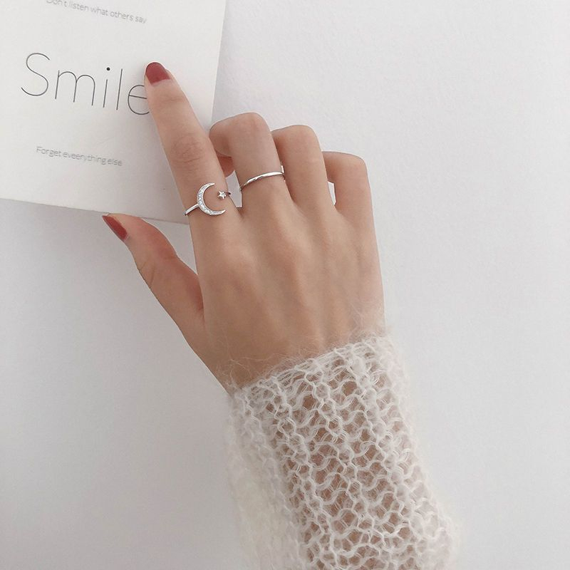 moon and star open ring