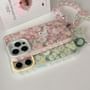 Floral Cat Phone Case / Strap / Set - Apple iPhone 16 Pro Max / 16 Pro / 16 Plus / 16 / 15 Pro Max / 15 Pro / 15 Plus / 15 / 14 Pro Max / 14 Pro / 14 Plus / 14 / SE / 13 Pro Max / 13 Pro / 13