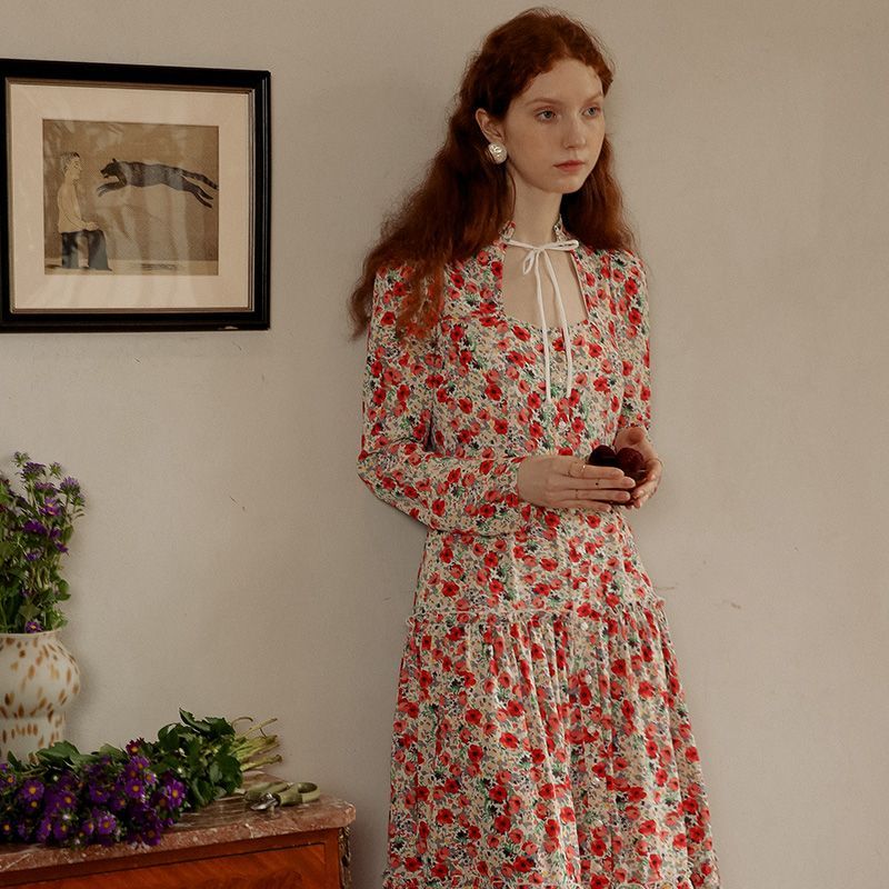 floral a line maxi dress