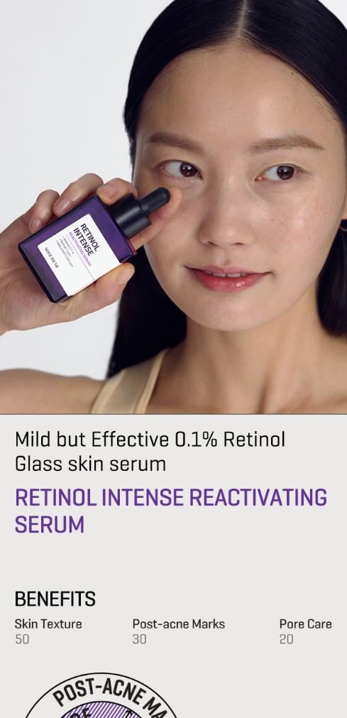  SOME BY MI Retinol Intense Reactivating Serum - 1.01Oz, 30ml -  Mild 0.1% Retinol Serum for Glass Skin and Anti-Aging - Improvement of Post  Acne Marks, Skin Texture and Elasticity 