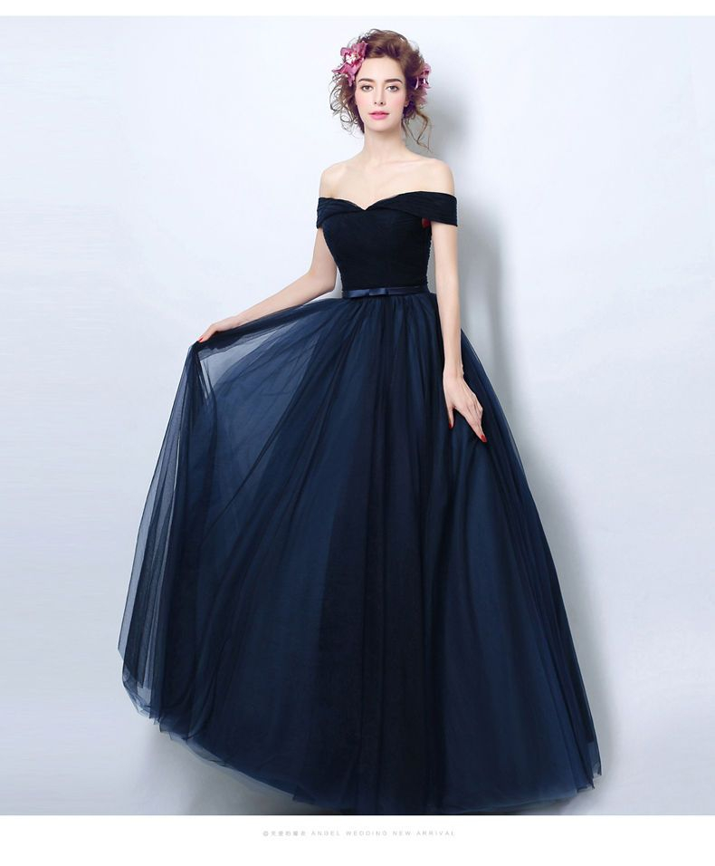 off the shoulder a line gown