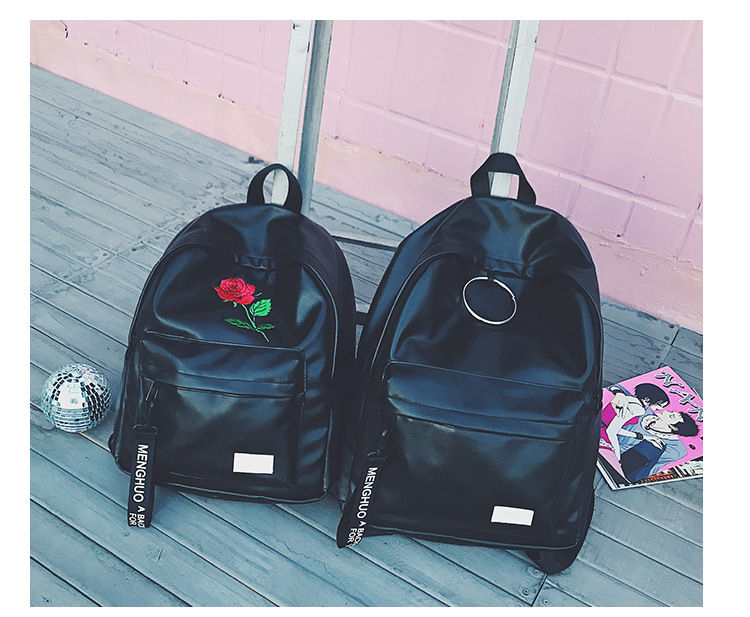 Golden Kelly Faux Leather Backpack YesStyle