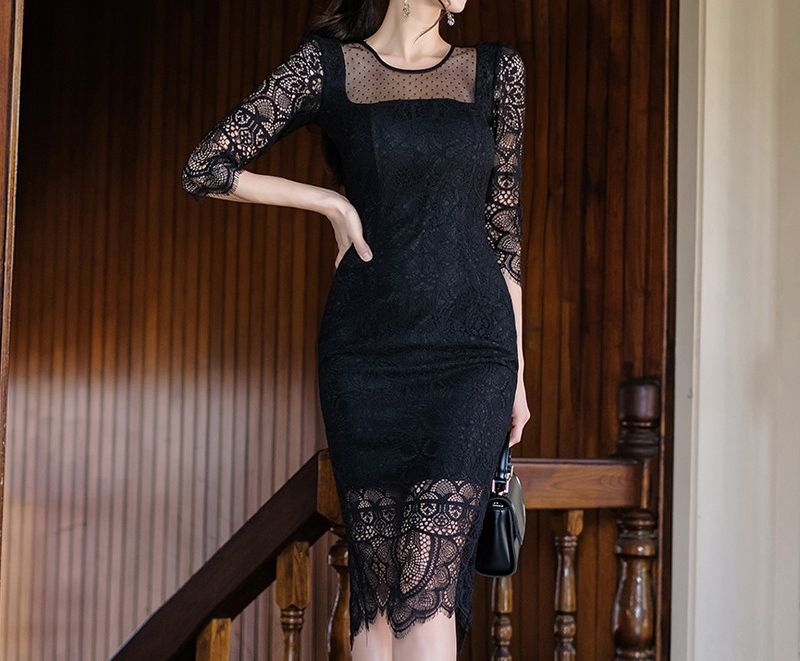 elbow sleeve sheath dress
