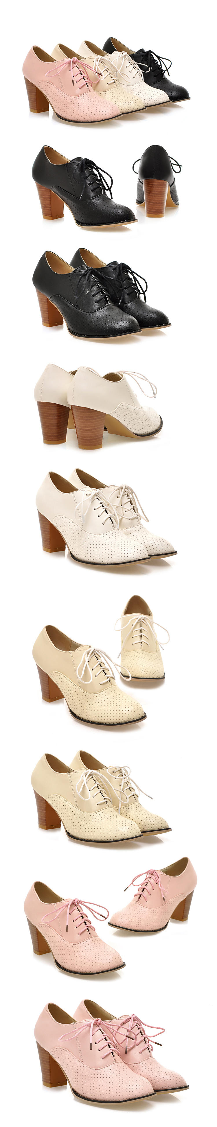 Colorful Shoes Perforated Oxford Pumps YesStyle