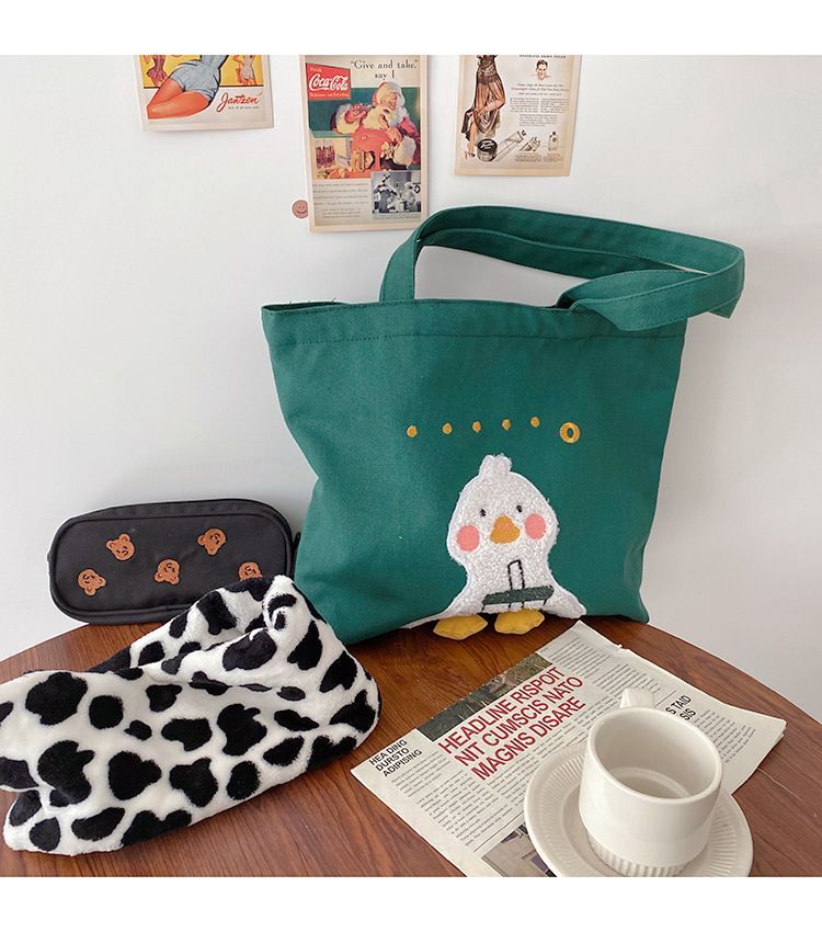 TangTangBags Duck Embroidered Canvas Tote Bag | YesStyle
