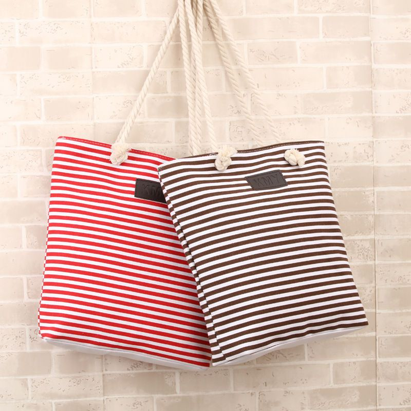 striped canvas tote