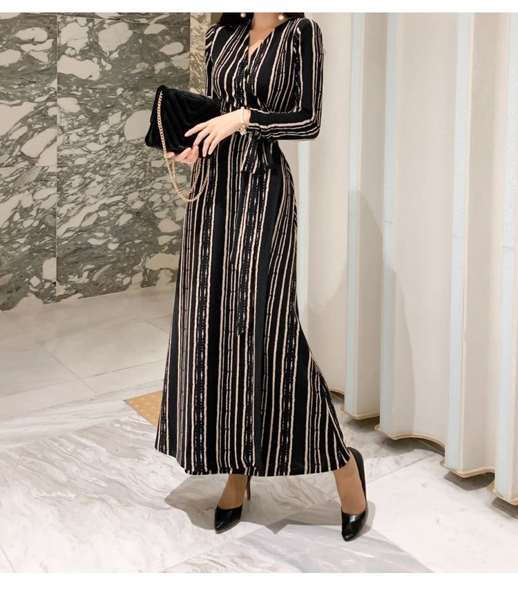 long sleeve maxi a line dress