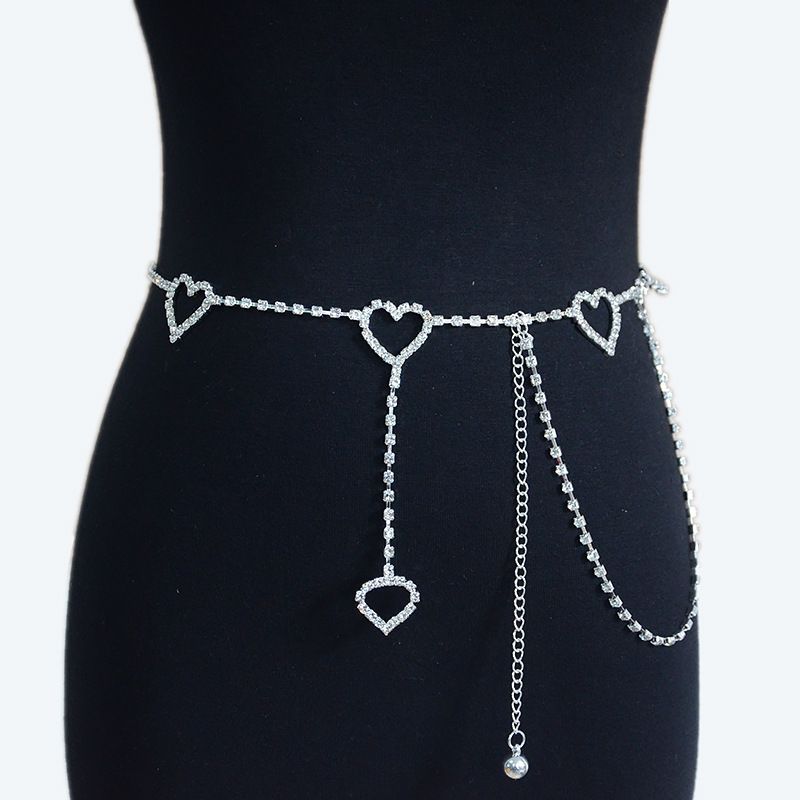 rhinestone heart chain belt