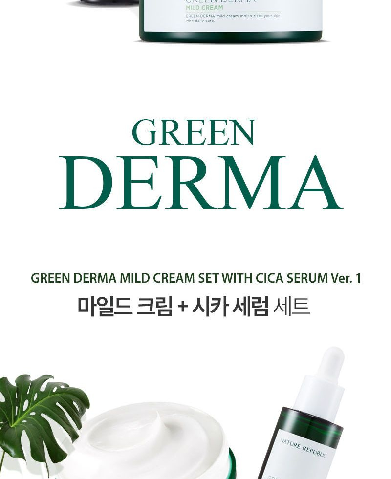 Buy NATURE REPUBLIC - Green Derma Mild Cream Set With CICA Serum in Bulk |  AsianBeautyWholesale.com