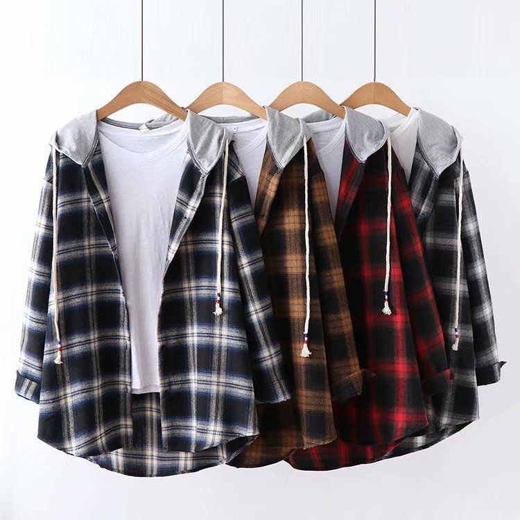 hooded plaid jacket