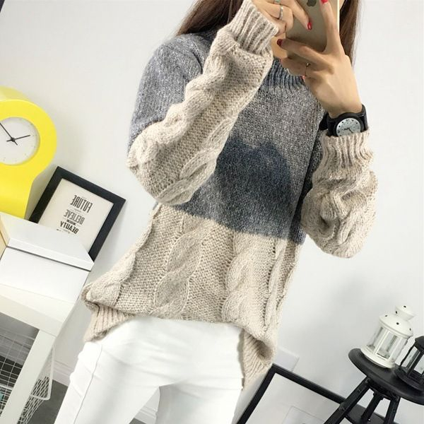 two tone knit sweater