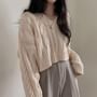 Piwonia - V-Neck Long-Sleeve Plain Cable Knit Sweater | YesStyle