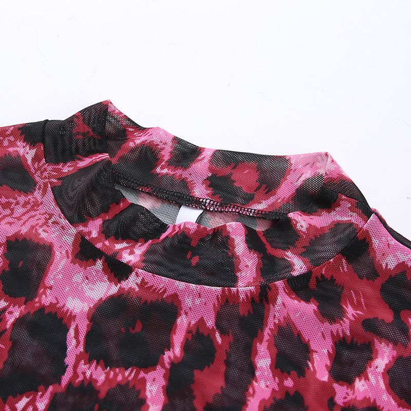 red leopard print mesh top