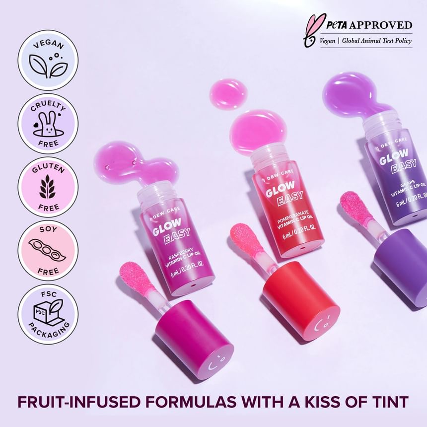 i dew care glow easy vitamin c lip oil I DEW Care, Glow Easy, Vitamin C Lip Oil, Pomegranate main image 0