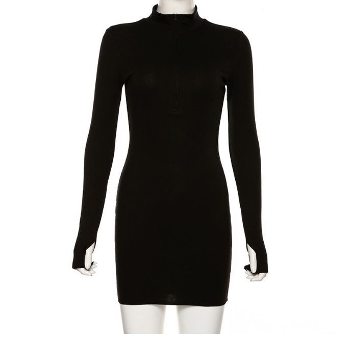 long sleeve zip up dress