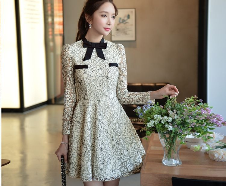 Dabuwawa Long-Sleeve Lace Dress | YesStyle