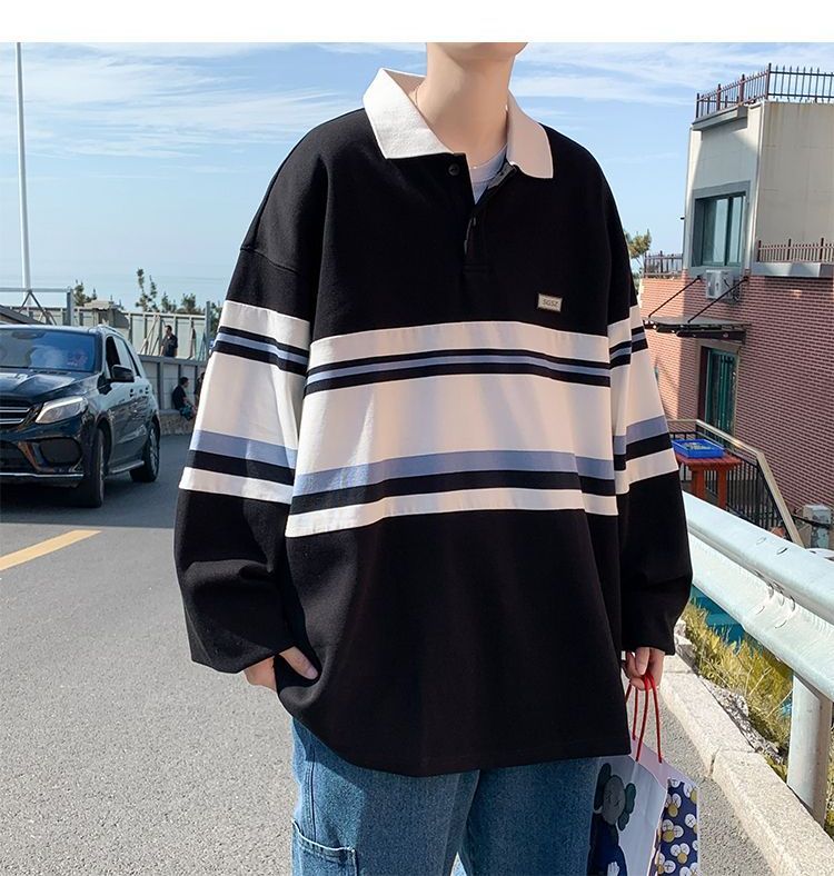 Circle Few scale Ateso - Striped Polo Sweatshirt | YesStyle