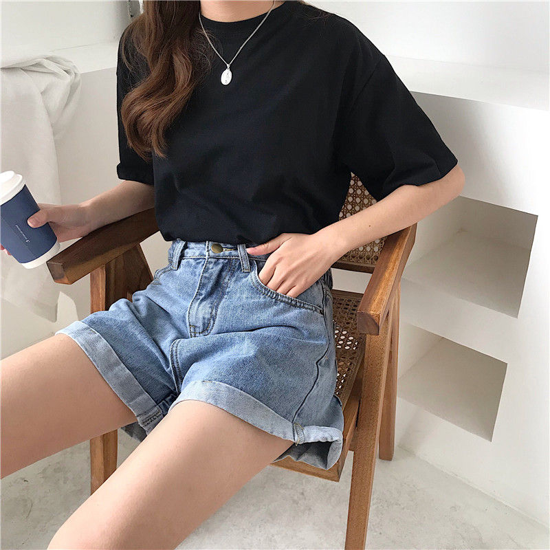 Moon City - High Waist Denim Shorts 
