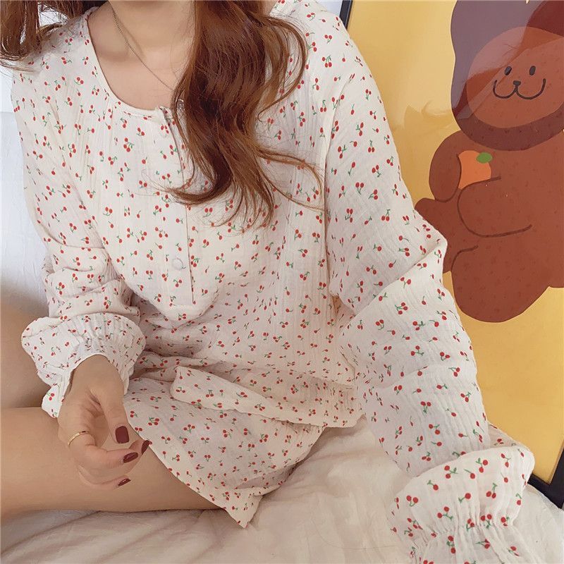Tanee - Pajama Set: Cherry Print Long 