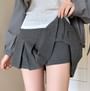 Mid Rise Panel Accordion Pleat A-line Sports Mini Skirt With Inset Shorts