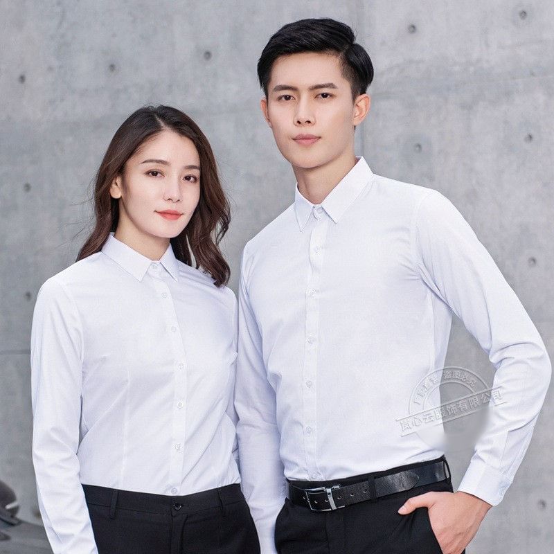 Long-Sleeve Camp Collar Plain Shirt